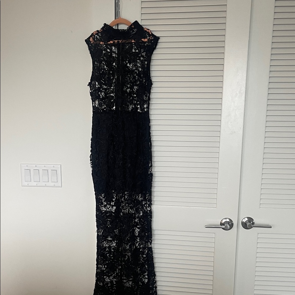 Love Black Lace High-Neck Maxi Dress